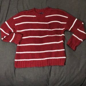 American Eagle burgundy and white sweater